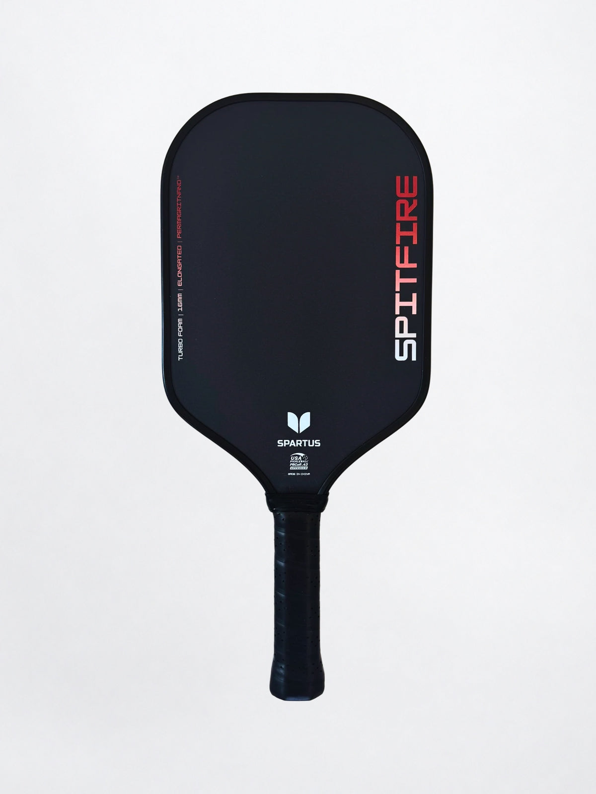 Spartus Spitfire Elongated pickleball paddle in black, front